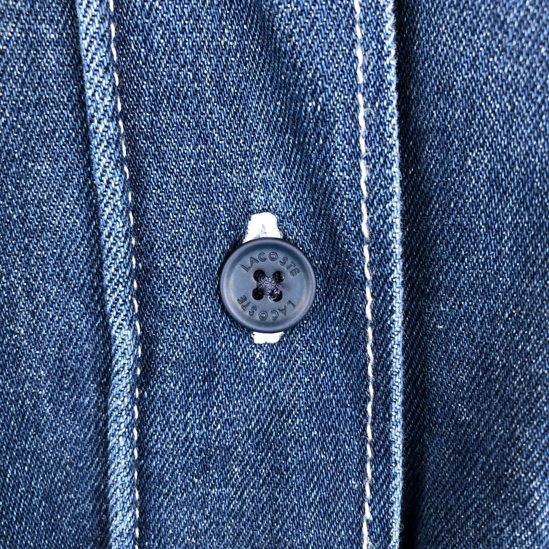 Lacoste long-sleeved denim shirt, women's size L (approx.) cotton blue type Vintage Second Hand