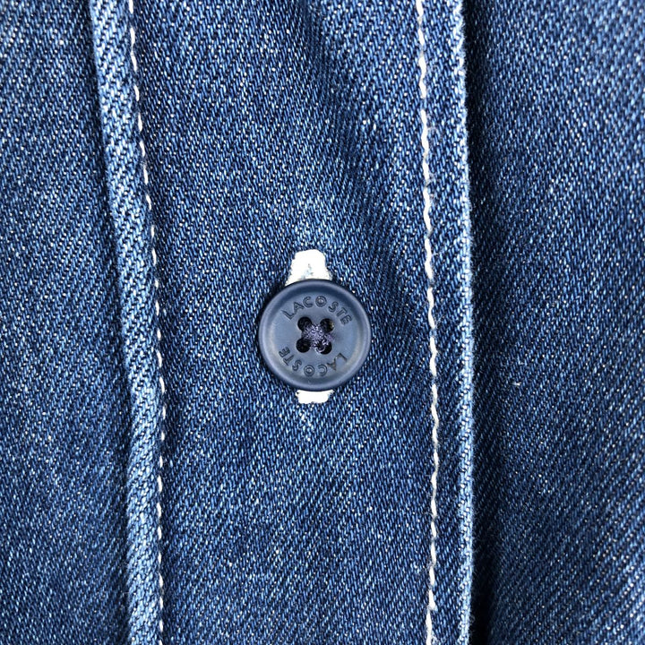 Lacoste long-sleeved denim shirt, women's size L (approx.) cotton blue type Vintage Second Hand