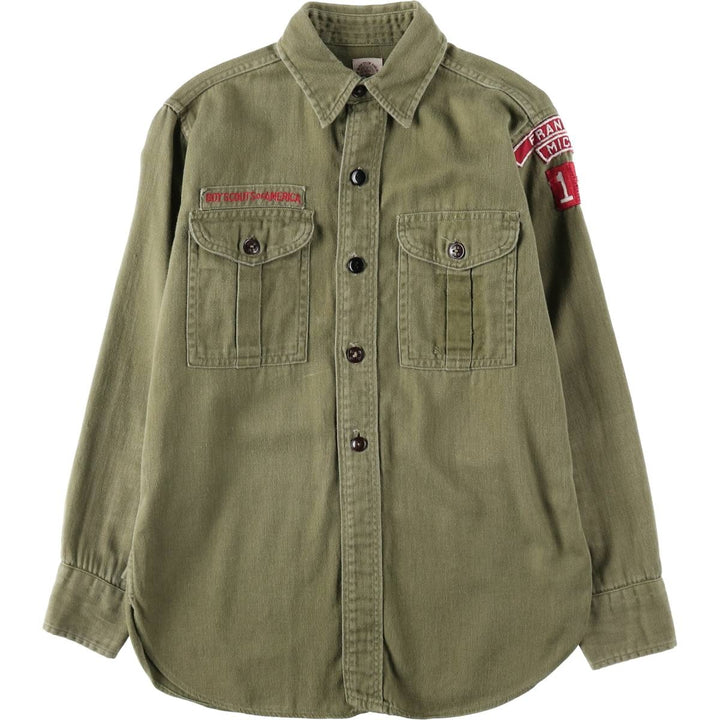 1960'S Boy Scouts of America Long-Sleeve Boy Scout Shirt, Women's Size S (Equivalent), Vintage unclear Khaki type Vintage Second Hand