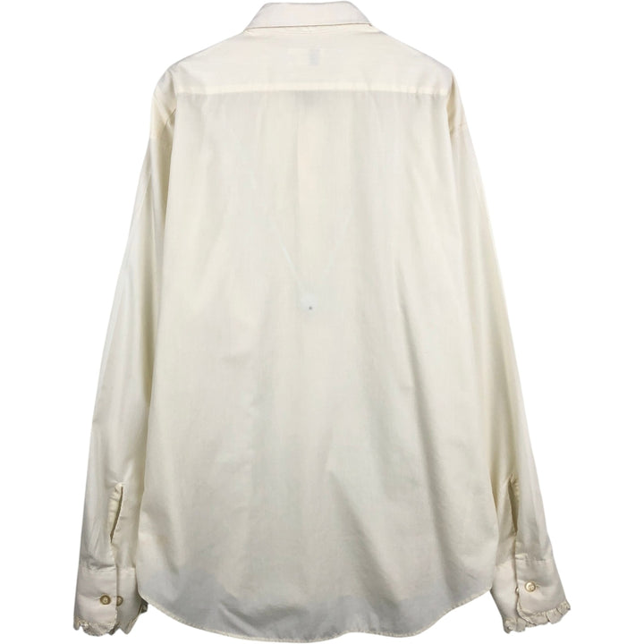 70'S After Six Frill Long Sleeve Poly-Cotton Shirt Women's XL Equivalent Vintage polyester pale white type Vintage Second Hand