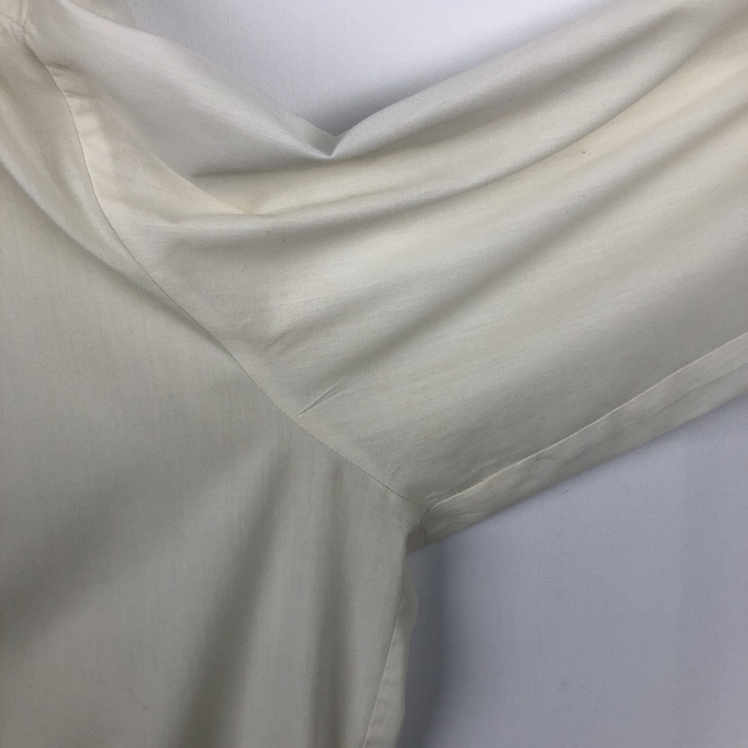 70'S After Six Frill Long Sleeve Poly-Cotton Shirt Women's XL Equivalent Vintage polyester pale white type Vintage Second Hand