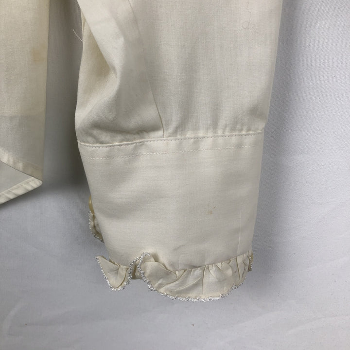 70'S After Six Frill Long Sleeve Poly-Cotton Shirt Women's XL Equivalent Vintage polyester pale white type Vintage Second Hand