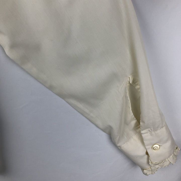 70'S After Six Frill Long Sleeve Poly-Cotton Shirt Women's XL Equivalent Vintage polyester pale white type Vintage Second Hand