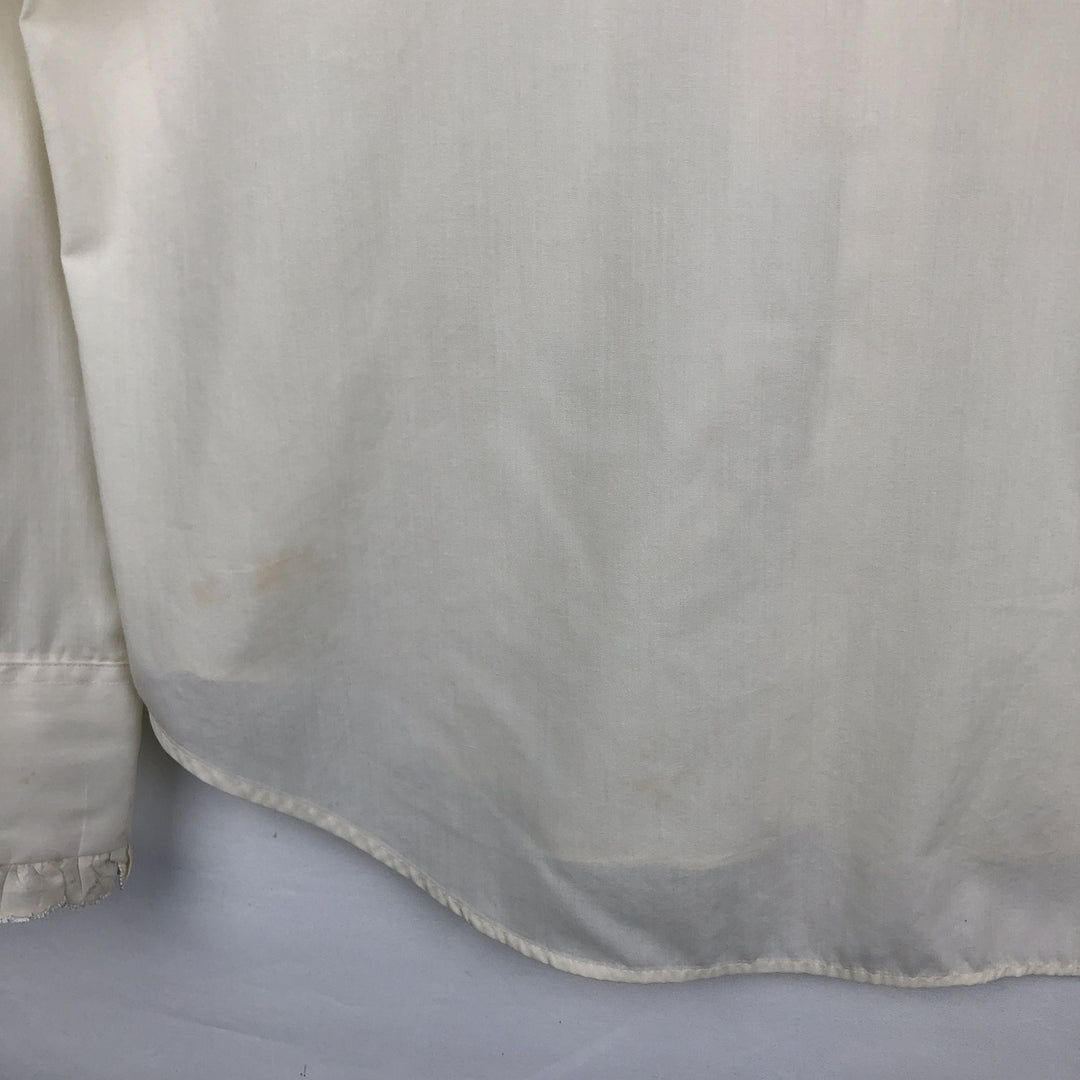 70'S After Six Frill Long Sleeve Poly-Cotton Shirt Women's XL Equivalent Vintage polyester pale white type Vintage Second Hand