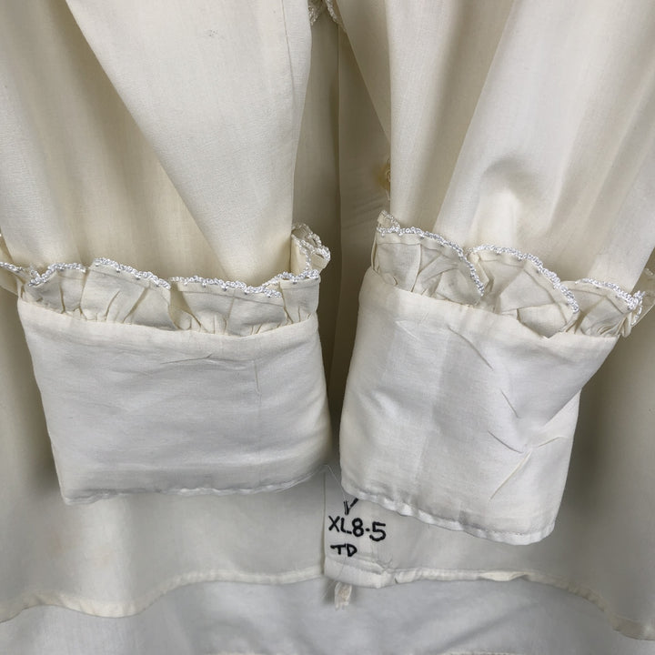 70'S After Six Frill Long Sleeve Poly-Cotton Shirt Women's XL Equivalent Vintage polyester pale white type Vintage Second Hand