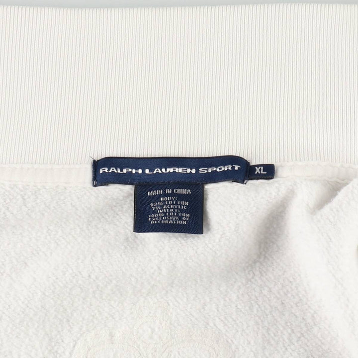 Ralph Lauren RALPH LAUREN SPORT Full-Zip Sweatshirt, Women's Size XL (approx.) cotton pale white type Vintage Second Hand