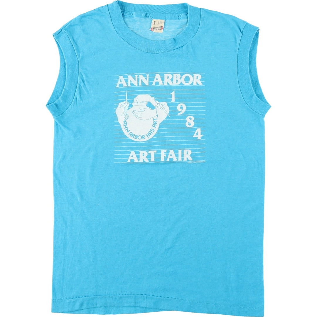 80'S SCREEN STARS Tank Top Made in USA Women's S Vintage cotton Blue type light blue Vintage Second Hand