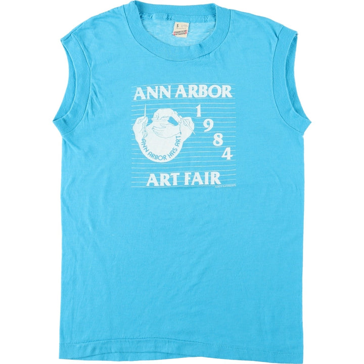 80'S SCREEN STARS Tank Top Made in USA Women's S Vintage cotton Blue type light blue Vintage Second Hand