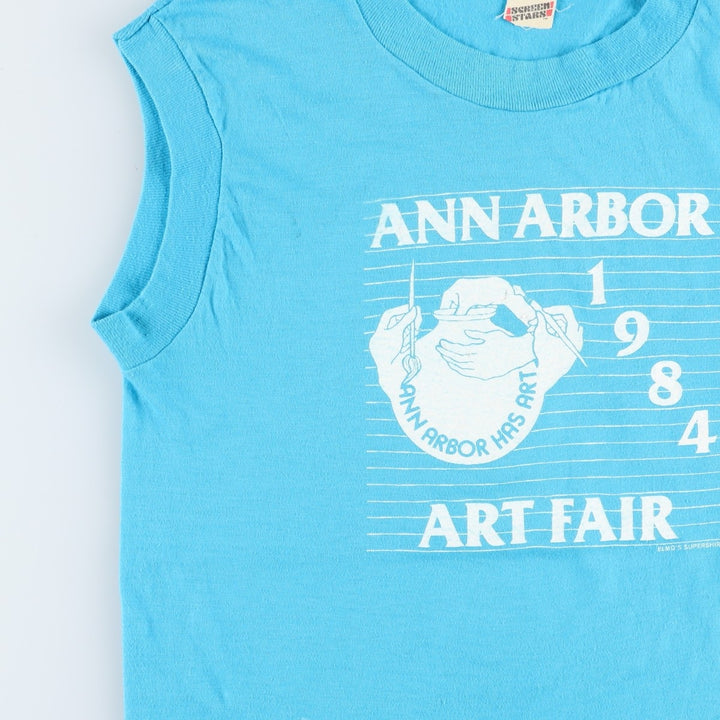 80'S SCREEN STARS Tank Top Made in USA Women's S Vintage cotton Blue type light blue Vintage Second Hand