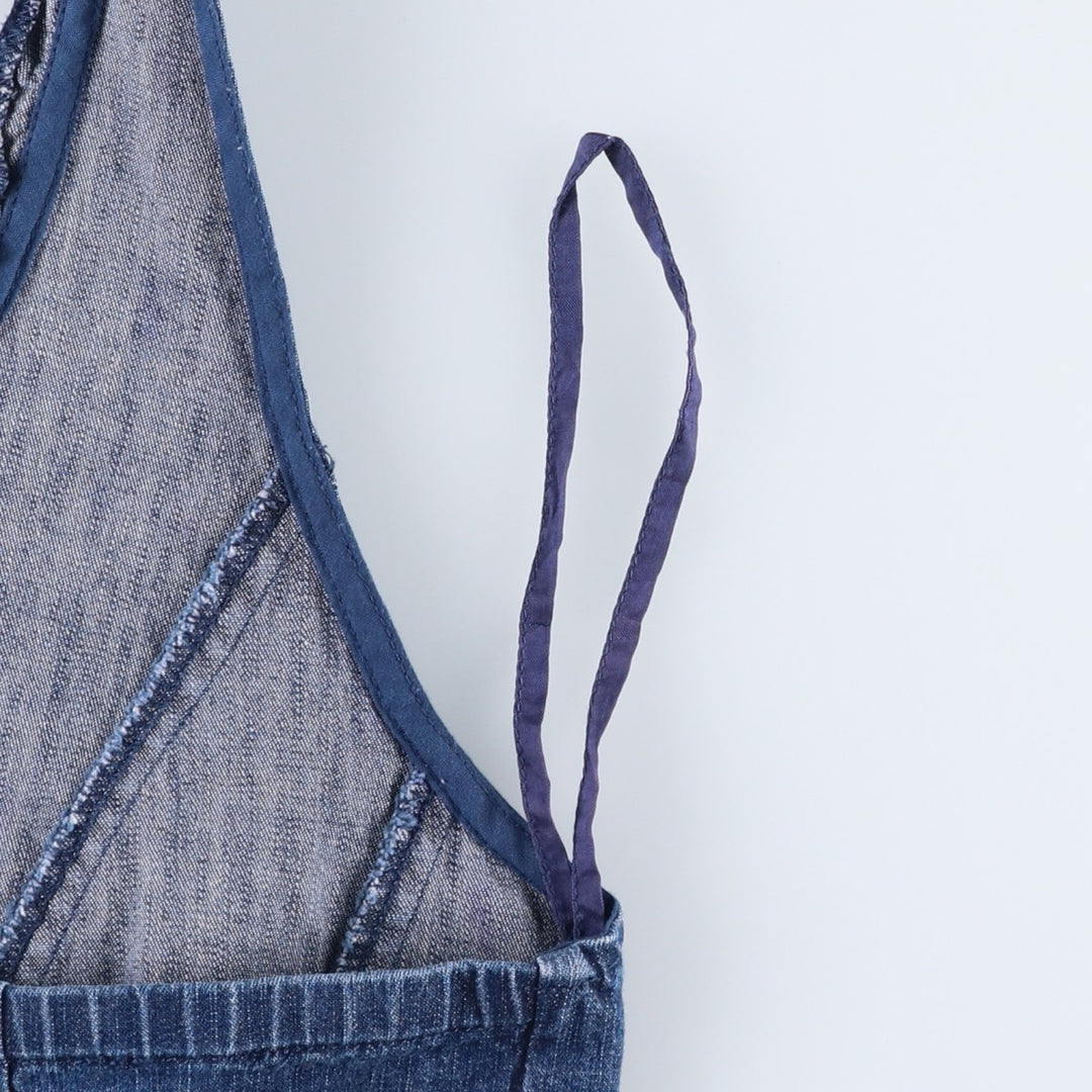 HAROLD'S Denim Frill Halter Neck Top (Women's Size L) cotton blue type Vintage Second Hand