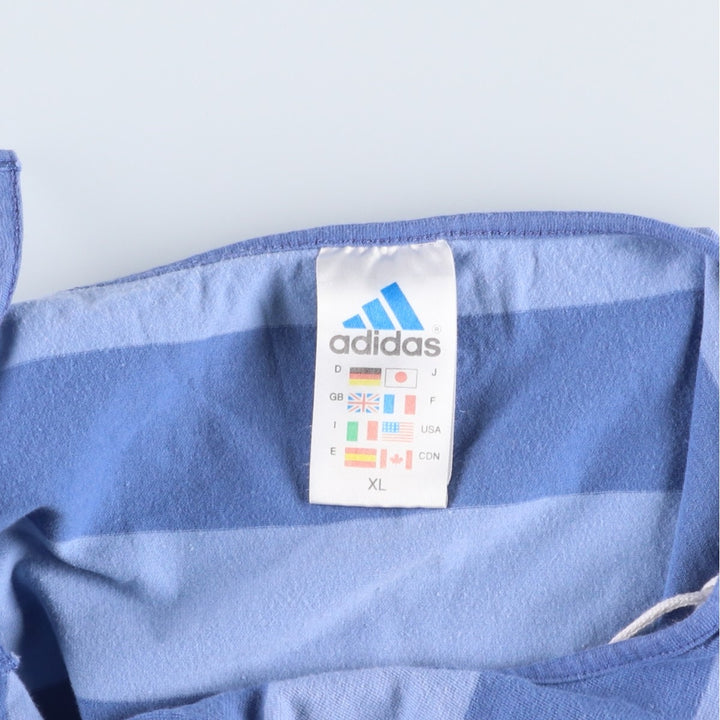 2000'S Adidas striped pattern cropped halter neck top, women's size XL equivalent. cotton blue type Vintage Second Hand