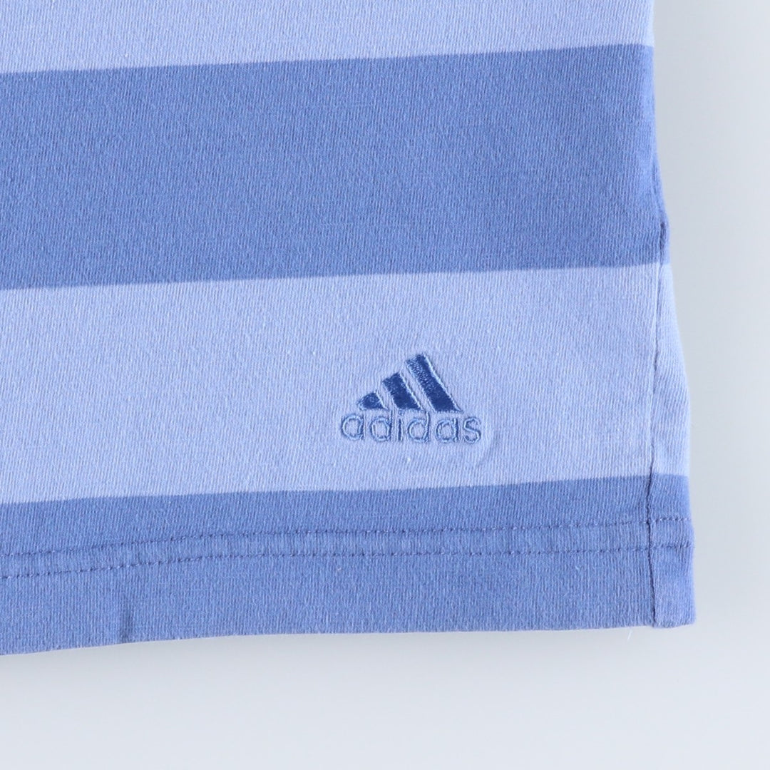 2000'S Adidas striped pattern cropped halter neck top, women's size XL equivalent. cotton blue type Vintage Second Hand