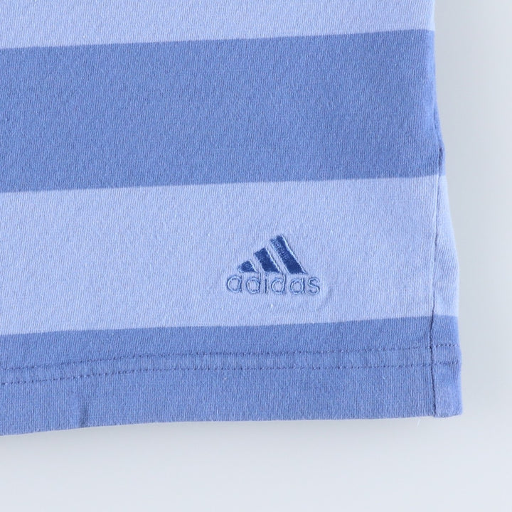 2000'S Adidas striped pattern cropped halter neck top, women's size XL equivalent. cotton blue type Vintage Second Hand
