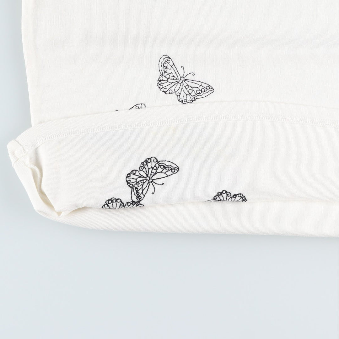 Talbots PETITES Slit Neck Butterfly Pattern Tank Top (Women's Size S) cotton white type Vintage Second Hand