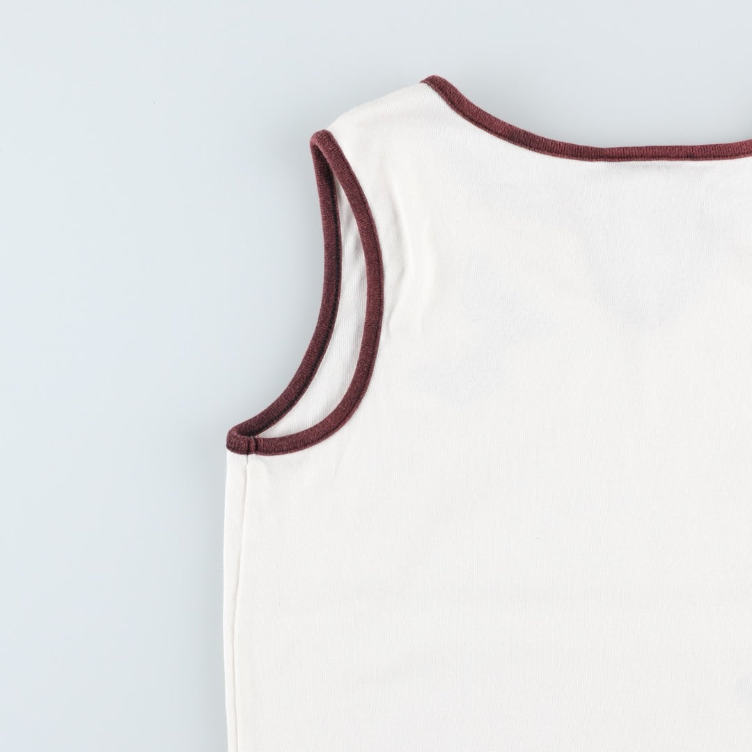 Talbots PETITES Slit Neck Butterfly Pattern Tank Top (Women's Size S) cotton white type Vintage Second Hand