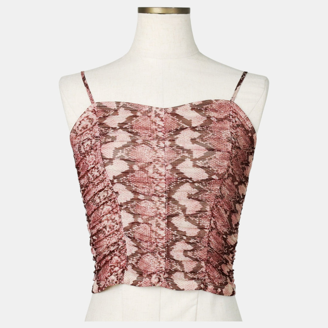 moa moa Snake Pattern Python Cropped Camisole (Women's Size M) polyester pink type Vintage Second Hand