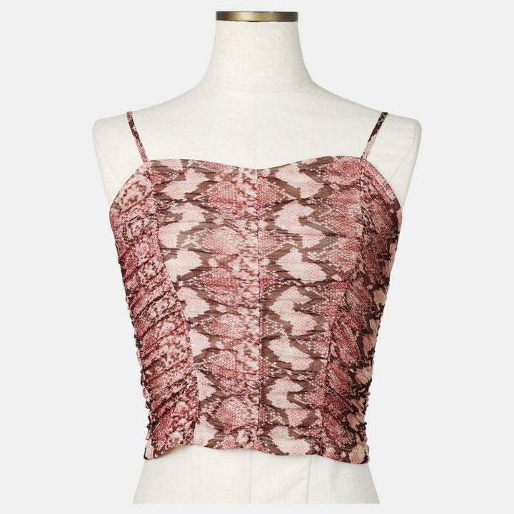 moa moa Snake Pattern Python Cropped Camisole (Women's Size M) polyester pink type Vintage Second Hand