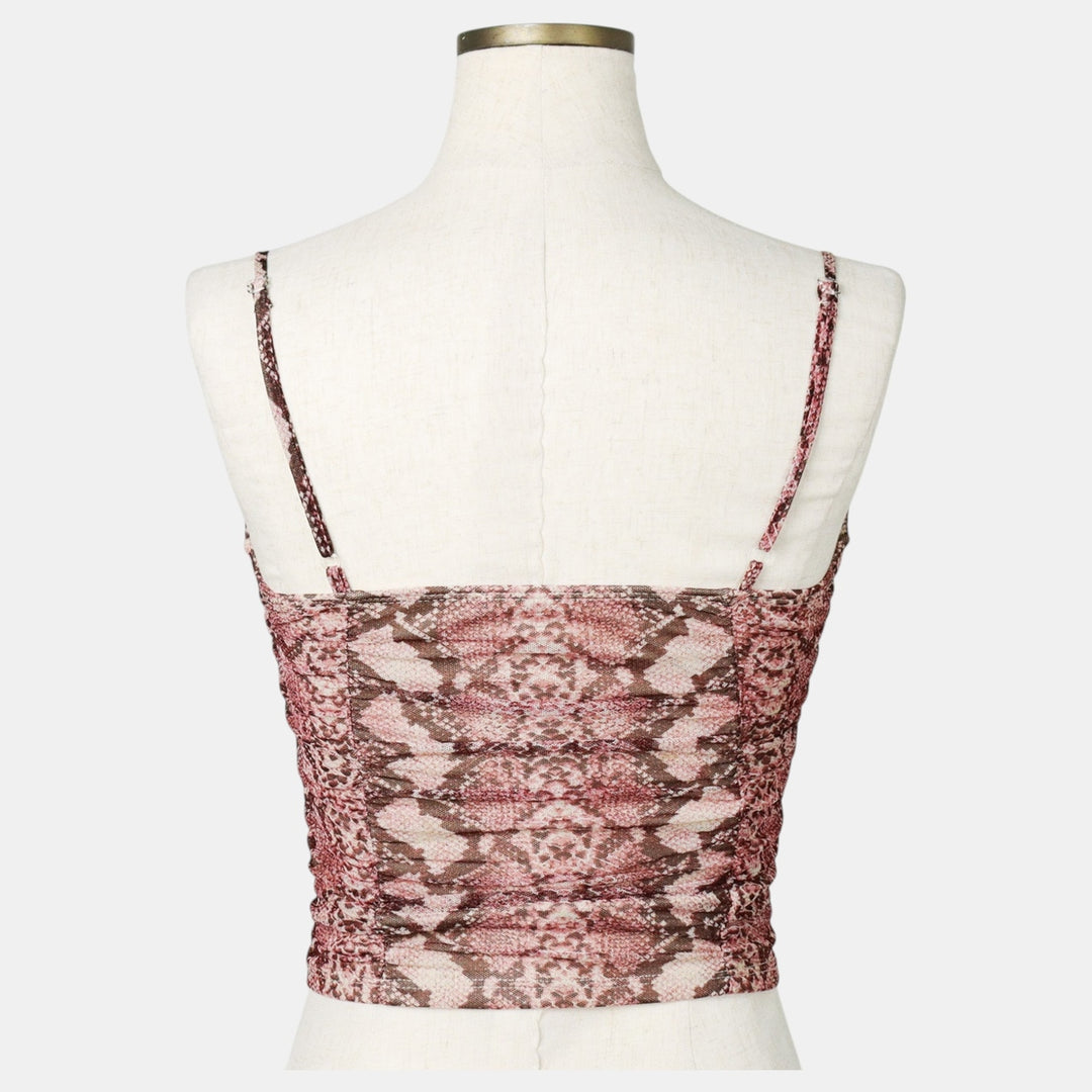 moa moa Snake Pattern Python Cropped Camisole (Women's Size M) polyester pink type Vintage Second Hand