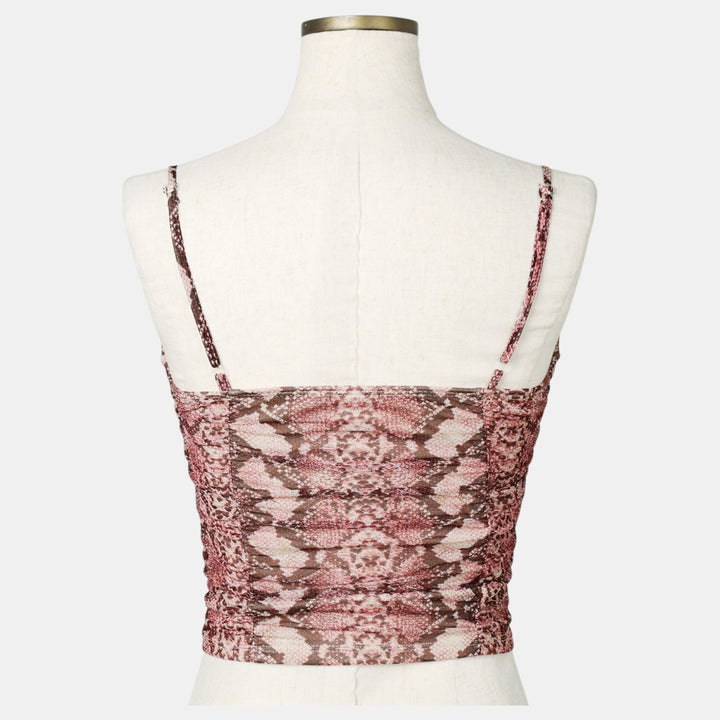 moa moa Snake Pattern Python Cropped Camisole (Women's Size M) polyester pink type Vintage Second Hand