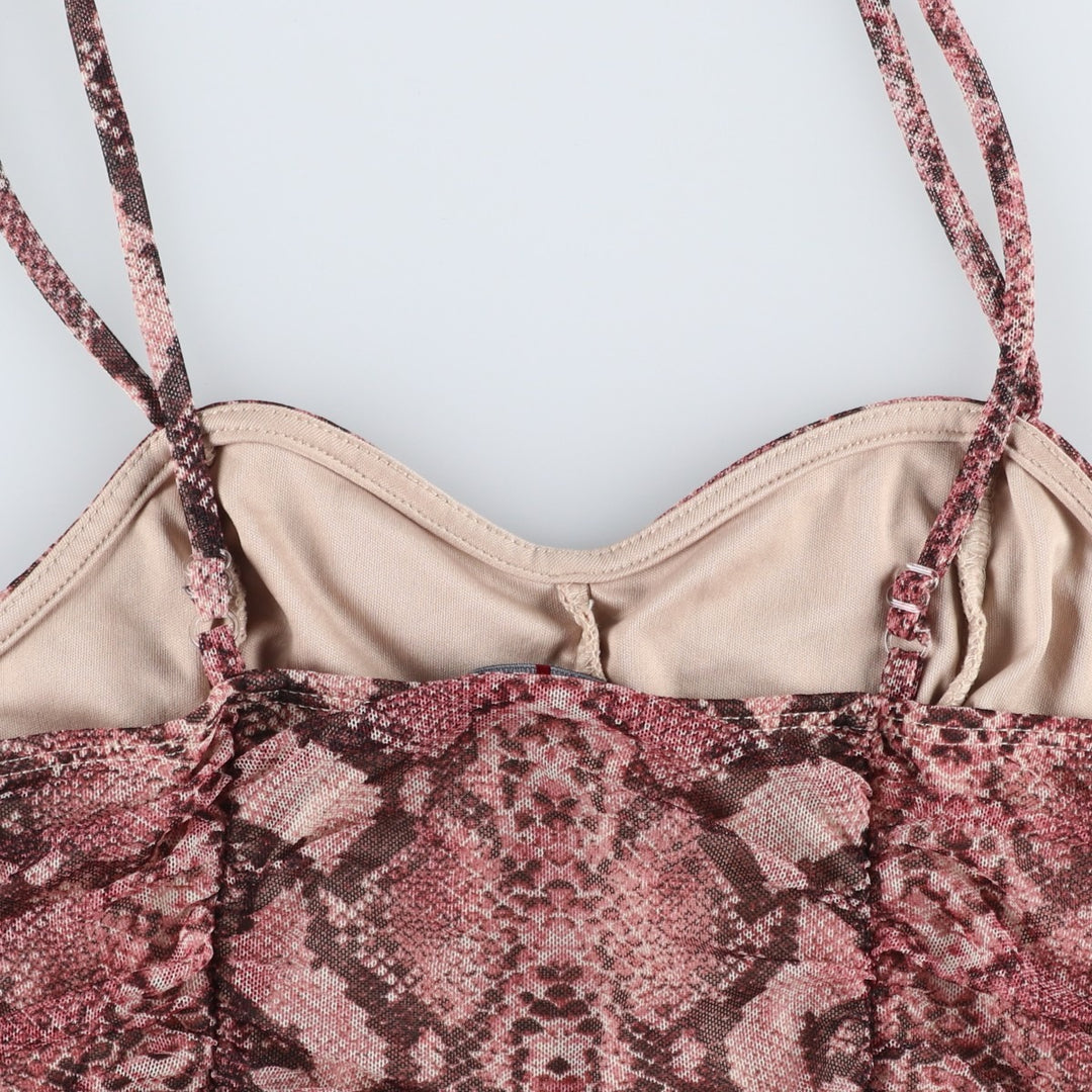 moa moa Snake Pattern Python Cropped Camisole (Women's Size M) polyester pink type Vintage Second Hand