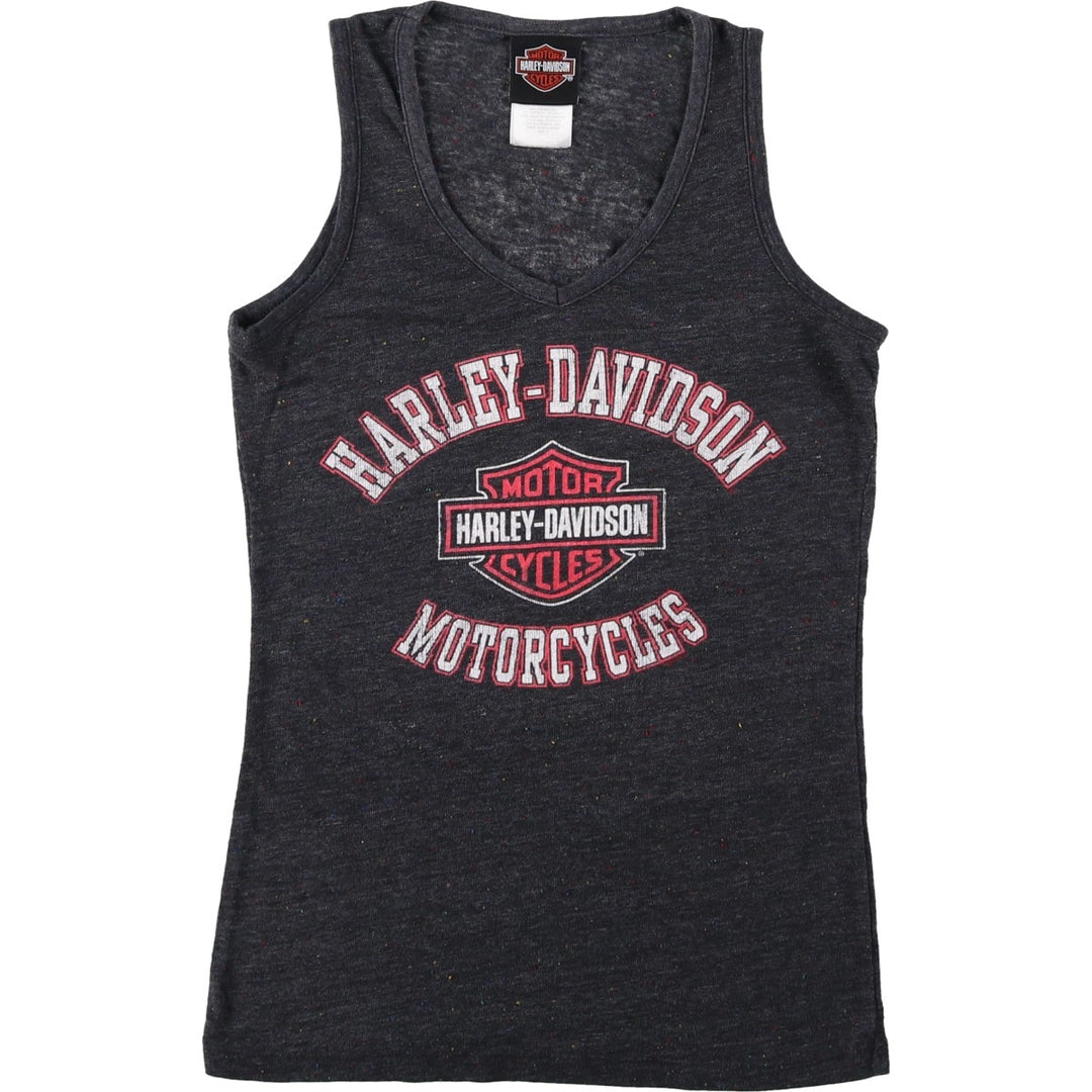 Harley-Davidson Color Nep V-Neck Motorcycle Tank Top (Women's Size S) polyester black type Vintage Second Hand