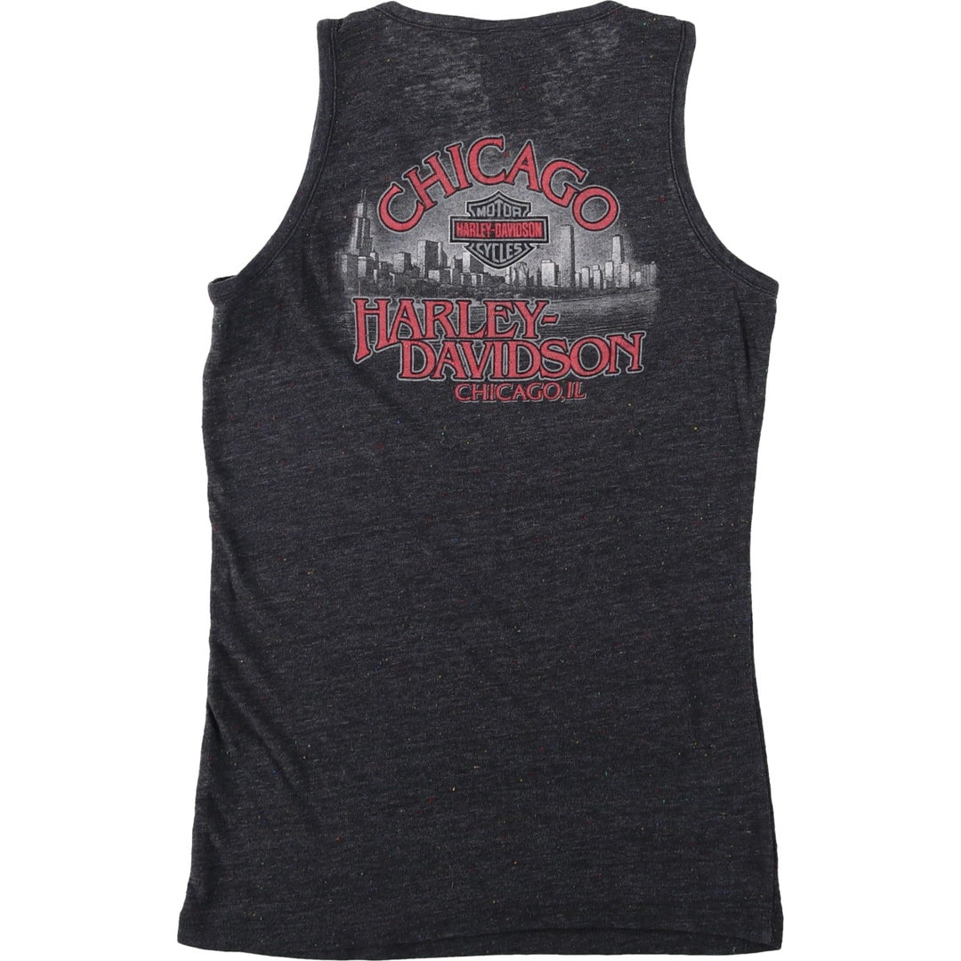 Harley-Davidson Color Nep V-Neck Motorcycle Tank Top (Women's Size S) polyester black type Vintage Second Hand