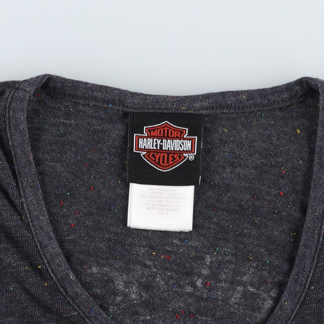 Harley-Davidson Color Nep V-Neck Motorcycle Tank Top (Women's Size S) polyester black type Vintage Second Hand