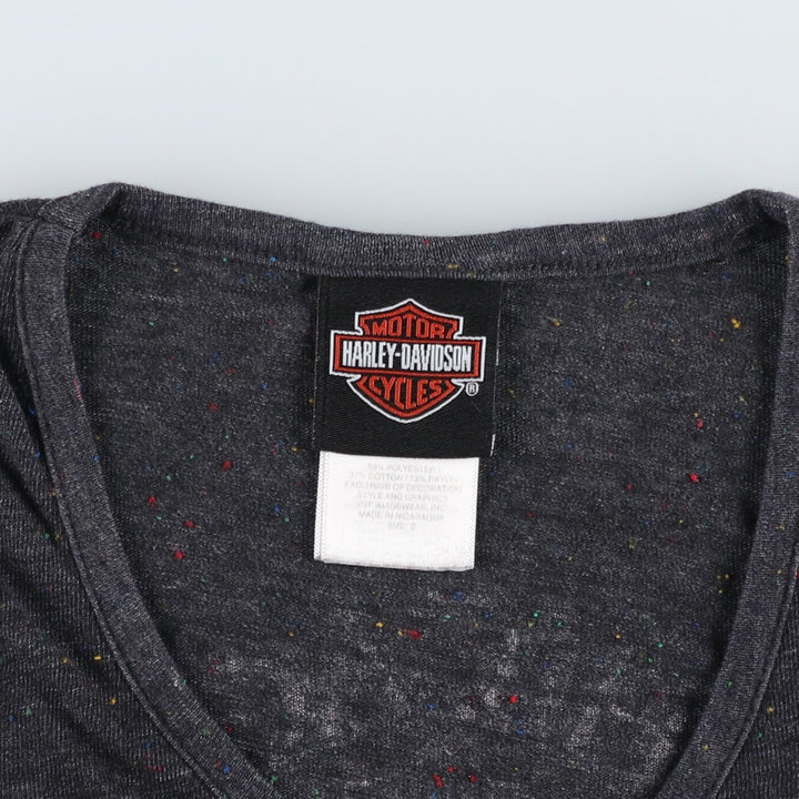 Harley-Davidson Color Nep V-Neck Motorcycle Tank Top (Women's Size S) polyester black type Vintage Second Hand