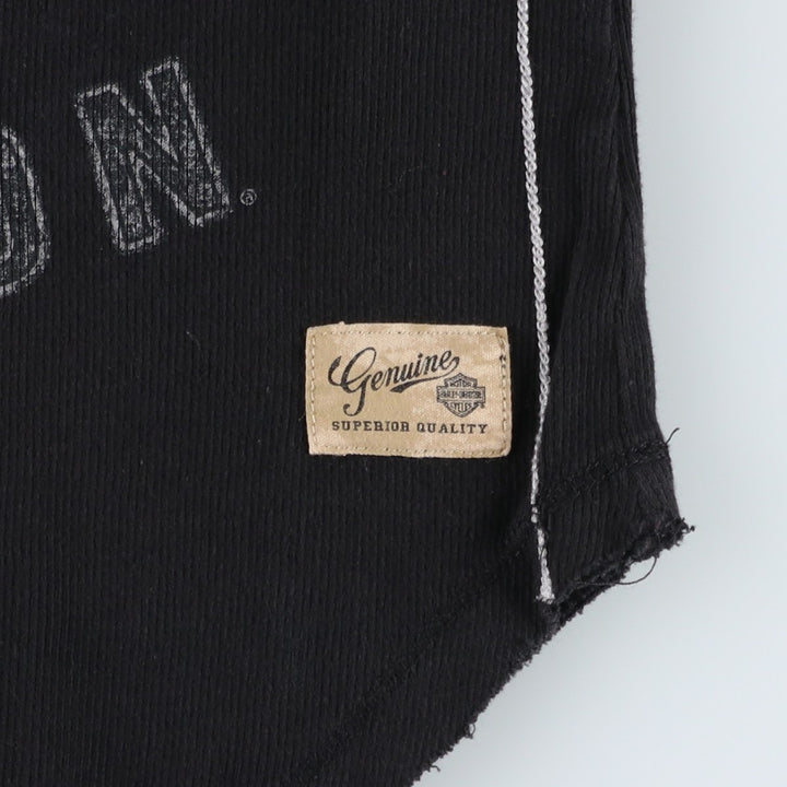 Harley-Davidson Eagle Pattern Slit Neck Motorcycle Tank Top (Women's Size M) cotton black type Vintage Second Hand
