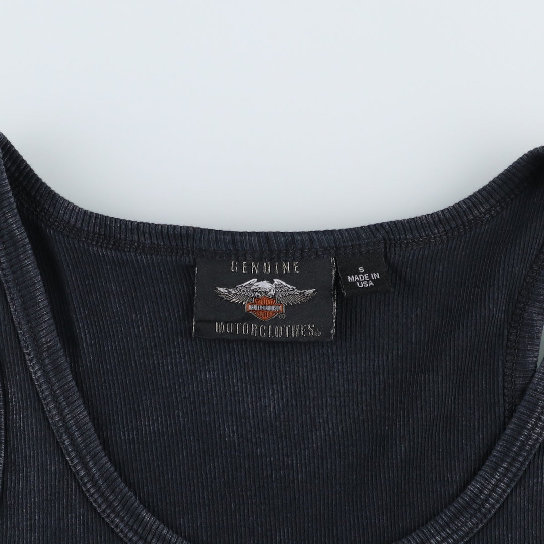Harley-Davidson Motorcycle Tank Top, Made in USA, Women's Size S (approx.) cotton black type Vintage Second Hand