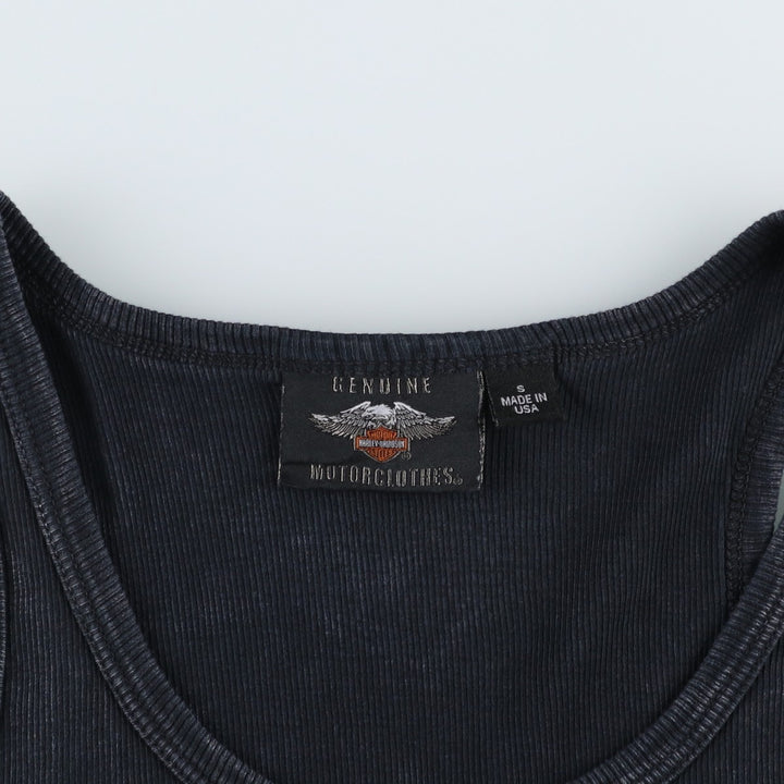 Harley-Davidson Motorcycle Tank Top, Made in USA, Women's Size S (approx.) cotton black type Vintage Second Hand