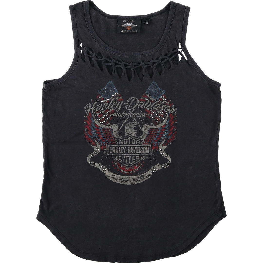 Harley-Davidson Studded Braided Motorcycle Tank Top (Women's Size S) unclear black type Vintage Second Hand