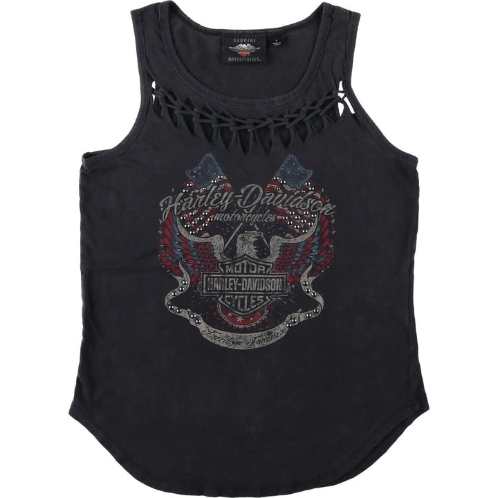 Harley-Davidson Studded Braided Motorcycle Tank Top (Women's Size S) unclear black type Vintage Second Hand