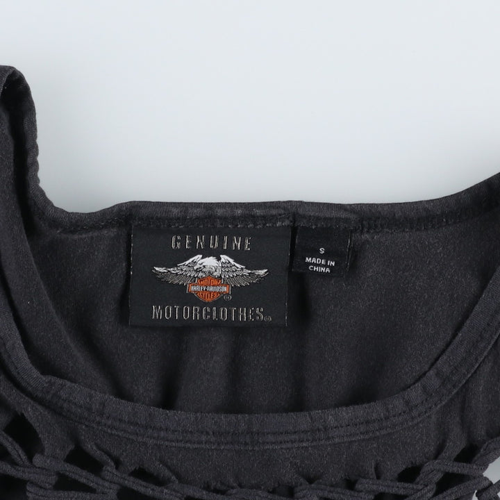 Harley-Davidson Studded Braided Motorcycle Tank Top (Women's Size S) unclear black type Vintage Second Hand