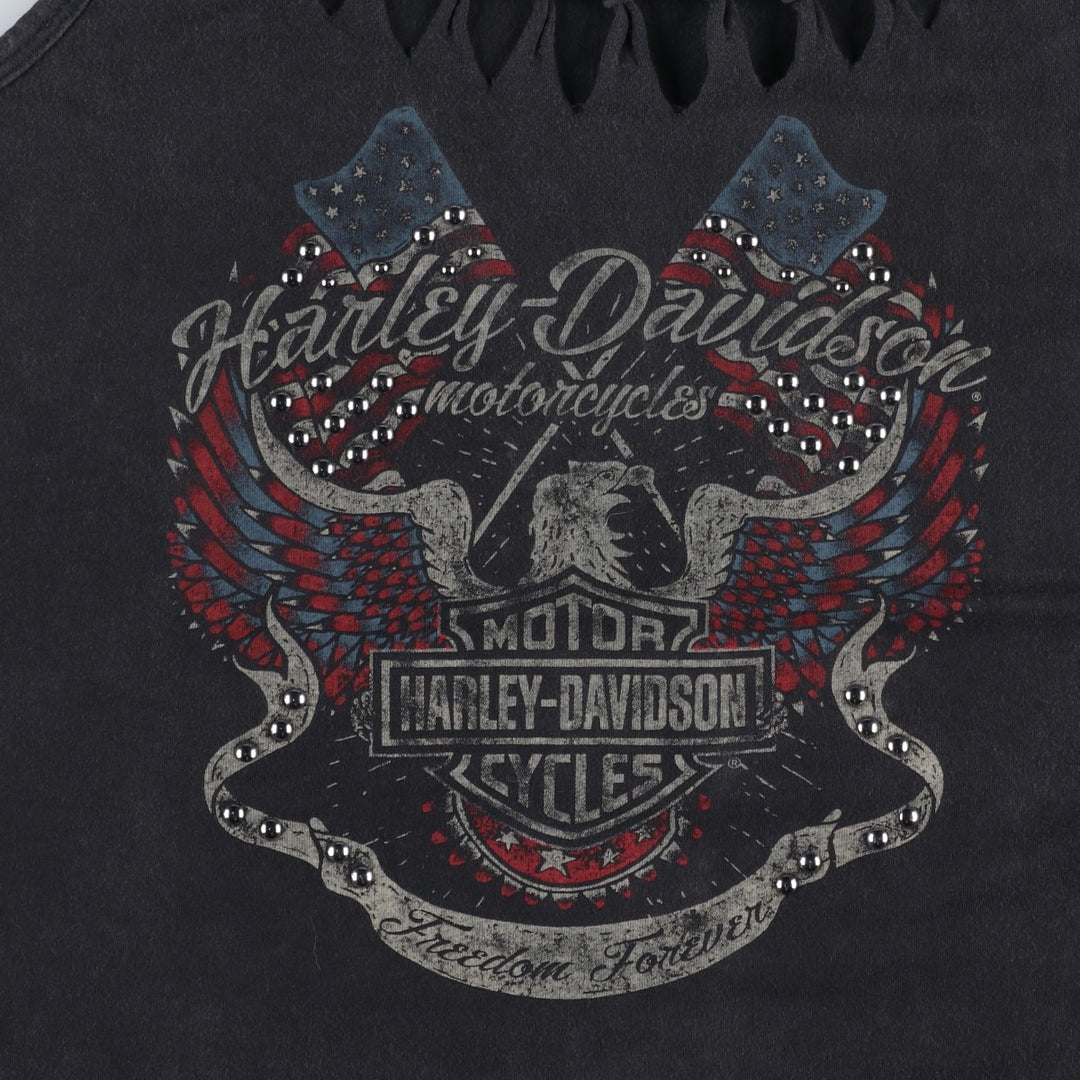 Harley-Davidson Studded Braided Motorcycle Tank Top (Women's Size S) unclear black type Vintage Second Hand
