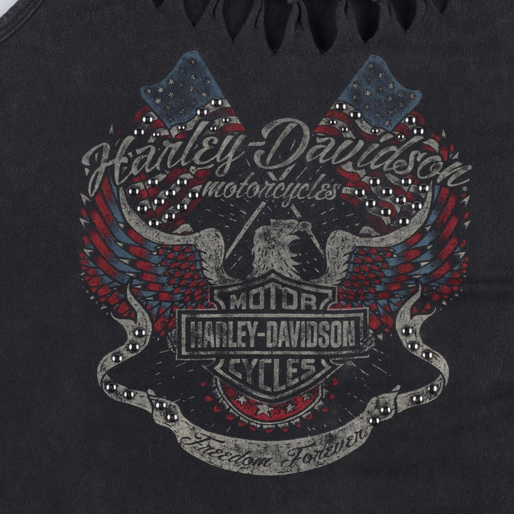 Harley-Davidson Studded Braided Motorcycle Tank Top (Women's Size S) unclear black type Vintage Second Hand
