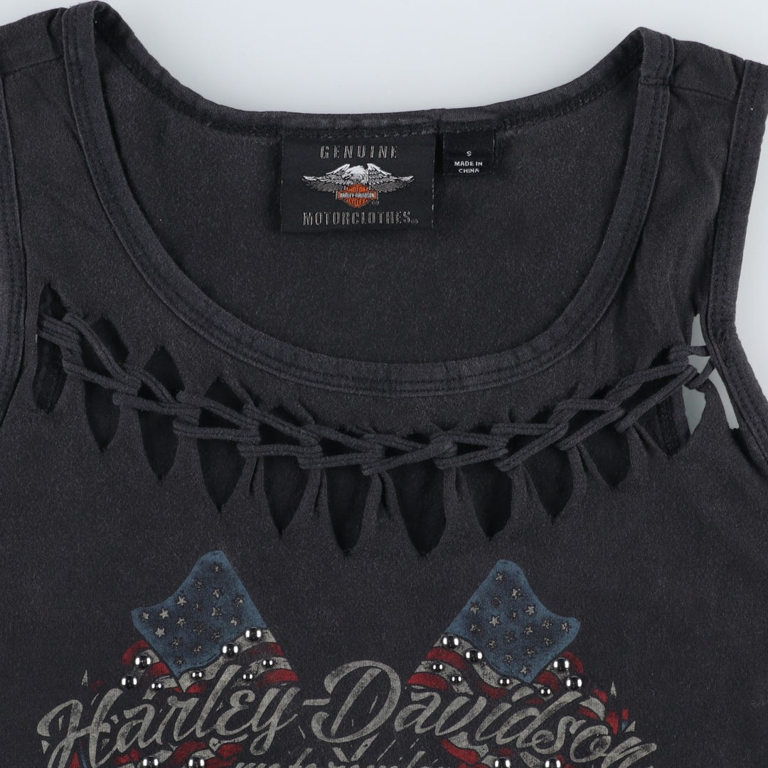 Harley-Davidson Studded Braided Motorcycle Tank Top (Women's Size S) unclear black type Vintage Second Hand