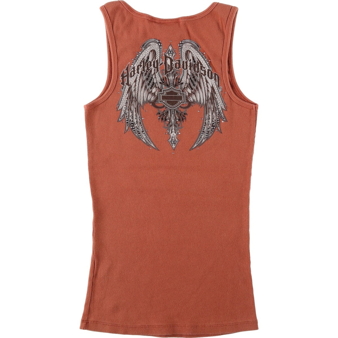 Harley-Davidson Rhinestone and Studded Motorcycle Tank Top, Women's Size M (approx.) cotton brown type Vintage Second Hand