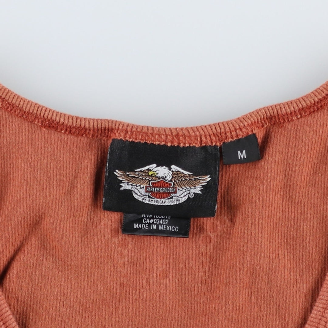 Harley-Davidson Rhinestone and Studded Motorcycle Tank Top, Women's Size M (approx.) cotton brown type Vintage Second Hand