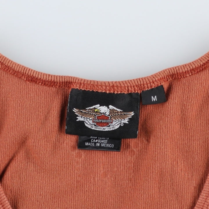 Harley-Davidson Rhinestone and Studded Motorcycle Tank Top, Women's Size M (approx.) cotton brown type Vintage Second Hand