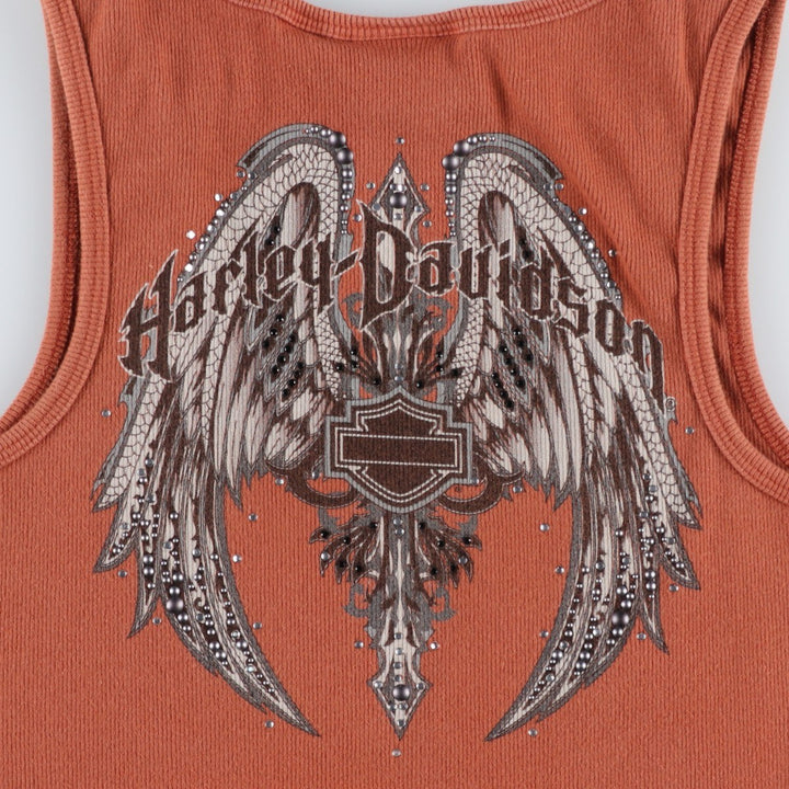 Harley-Davidson Rhinestone and Studded Motorcycle Tank Top, Women's Size M (approx.) cotton brown type Vintage Second Hand