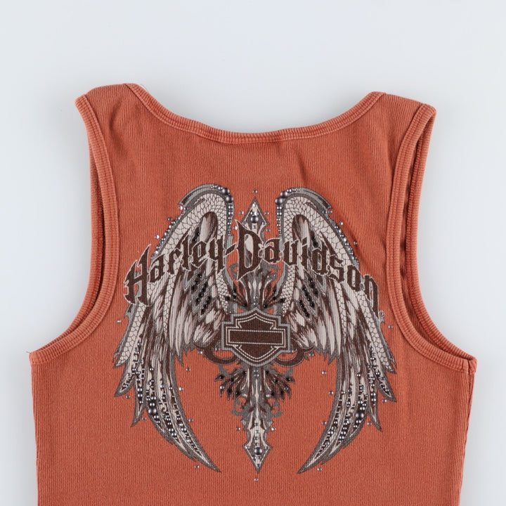 Harley-Davidson Rhinestone and Studded Motorcycle Tank Top, Women's Size M (approx.) cotton brown type Vintage Second Hand