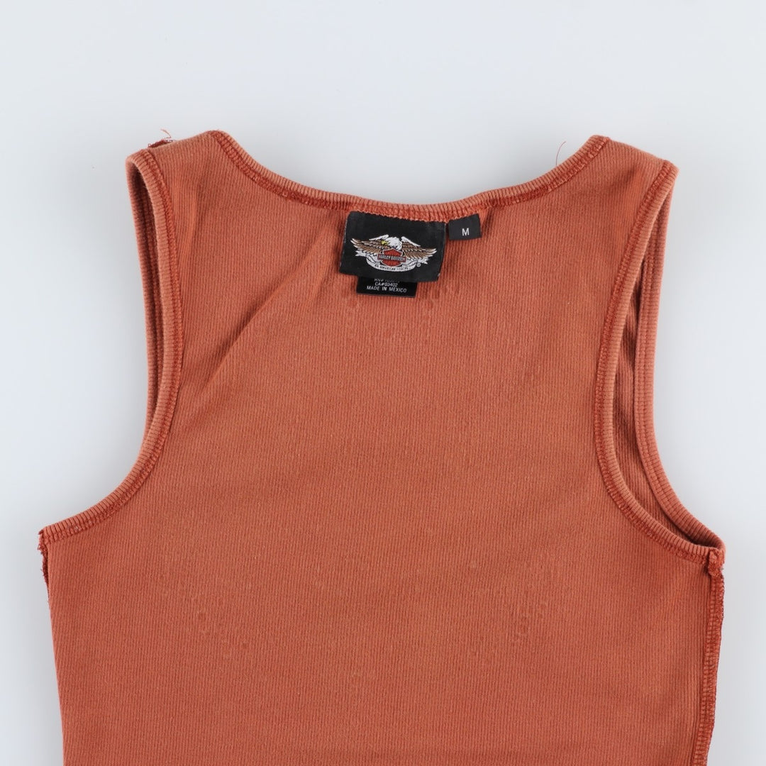 Harley-Davidson Rhinestone and Studded Motorcycle Tank Top, Women's Size M (approx.) cotton brown type Vintage Second Hand