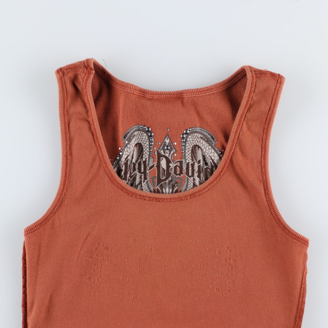 Harley-Davidson Rhinestone and Studded Motorcycle Tank Top, Women's Size M (approx.) cotton brown type Vintage Second Hand