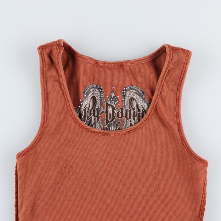 Harley-Davidson Rhinestone and Studded Motorcycle Tank Top, Women's Size M (approx.) cotton brown type Vintage Second Hand