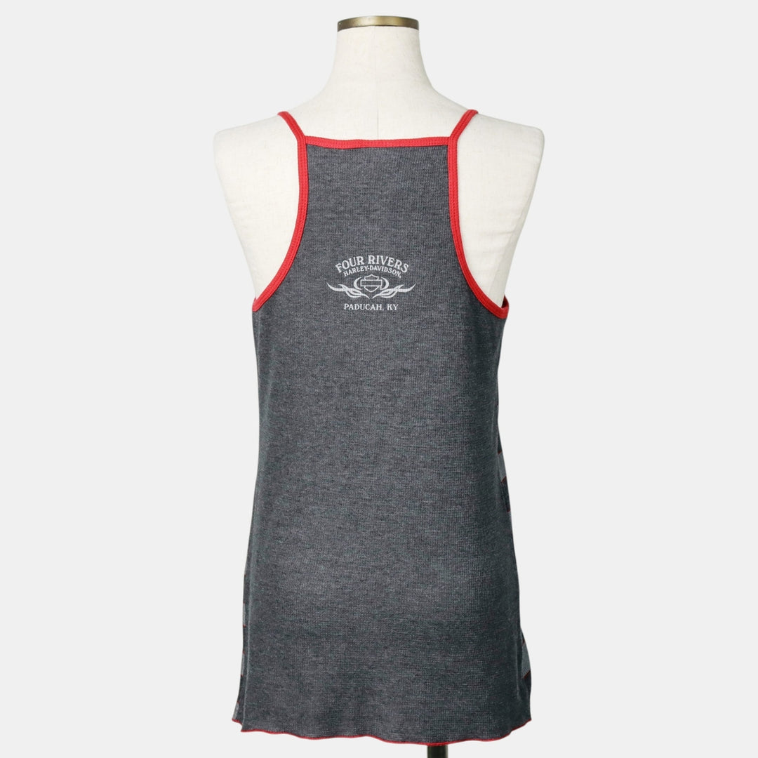 2000'S Harley-Davidson Border Pattern Large Print Studded Motorcycle Camisole, Women's Size L (approx.) cotton Charcoal Vintage Second Hand