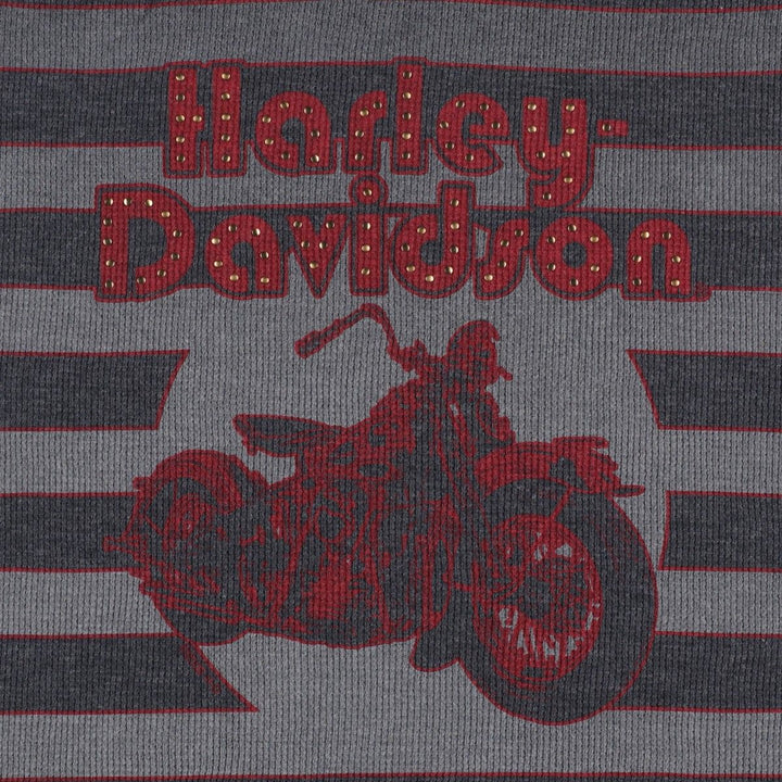2000'S Harley-Davidson Border Pattern Large Print Studded Motorcycle Camisole, Women's Size L (approx.) cotton Charcoal Vintage Second Hand