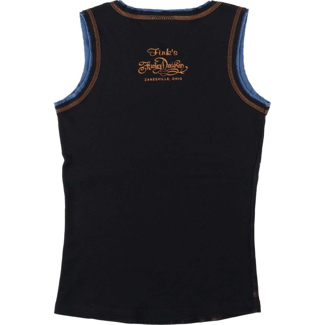 2000'S Harley-Davidson Slit Neck Rhinestone Motorcycle Tank Top, Women's Size M (approx.) cotton black type Vintage Second Hand
