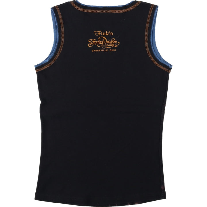 2000'S Harley-Davidson Slit Neck Rhinestone Motorcycle Tank Top, Women's Size M (approx.) cotton black type Vintage Second Hand