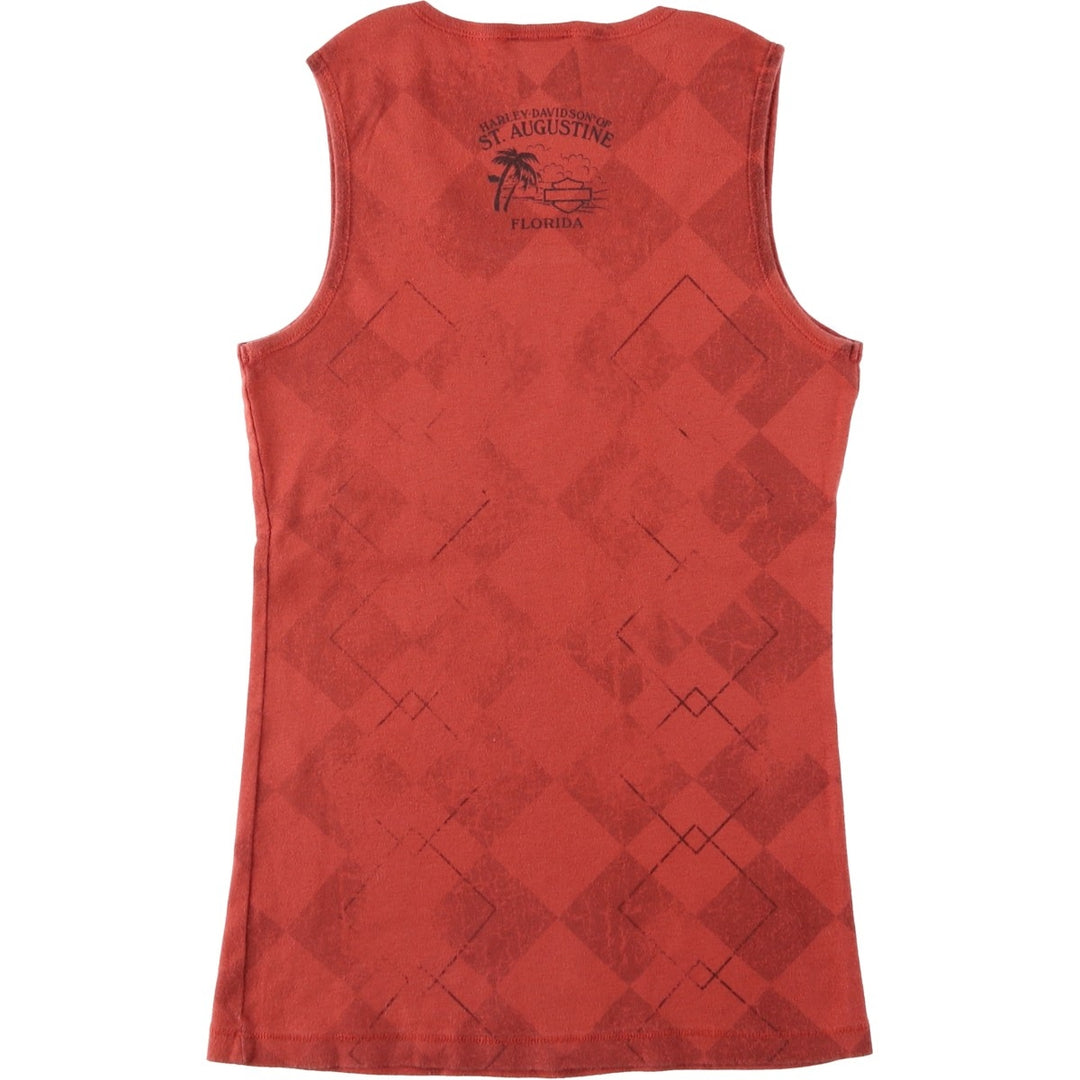 2000'S Harley-Davidson Rhinestone Tribal Motorcycle Tank Top (Women's Size S) cotton red type Vintage Second Hand